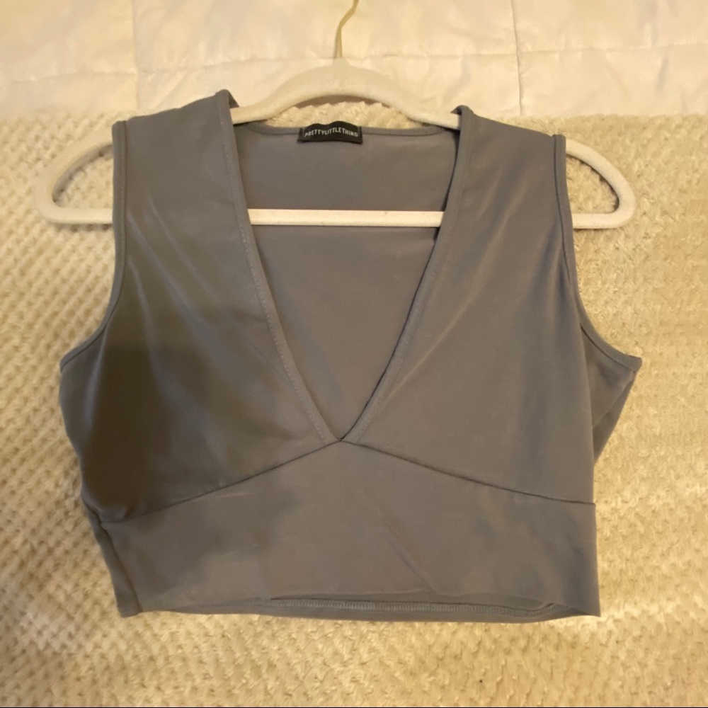 Grey low cut crop top